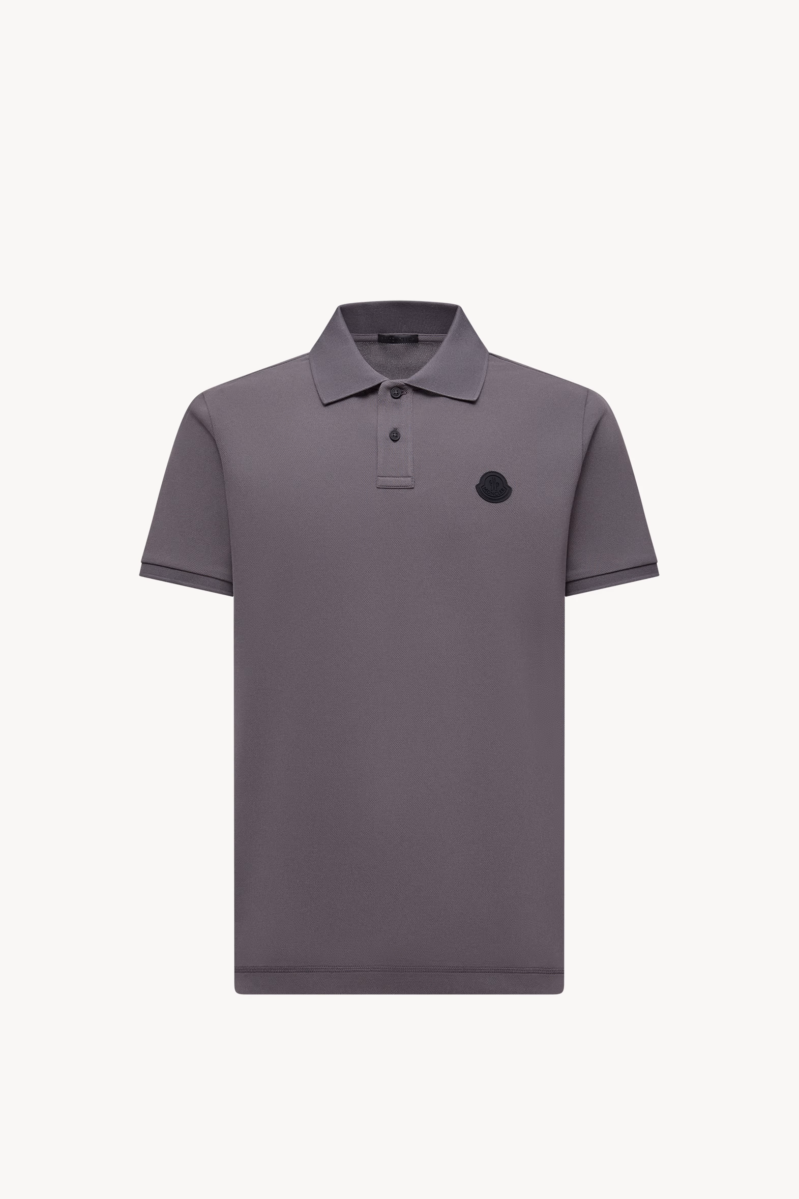 Logo Patch Cotton Piquet Polo Shirt Men Dark Grey Moncler 2